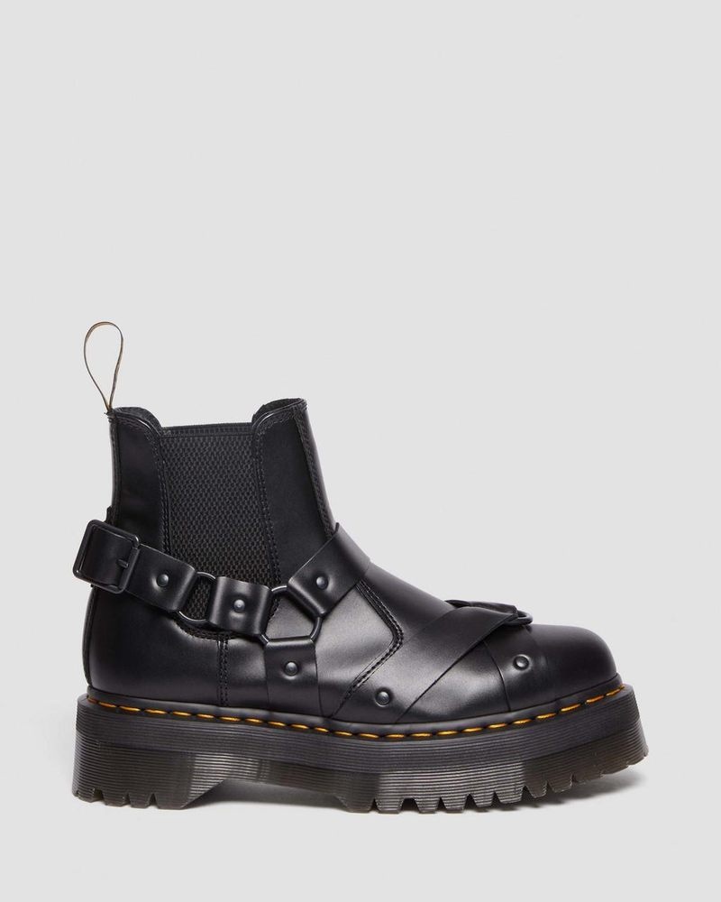 Dr Martin Martens 2976 Harness Leather Platform Chelsea Boots (Paris) Boots Black | MB89-X5IV