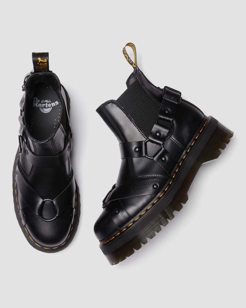 Dr Martin Martens 2976 Harness Leather Platform Chelsea Boots (Paris) Boots Black | MB89-X5IV