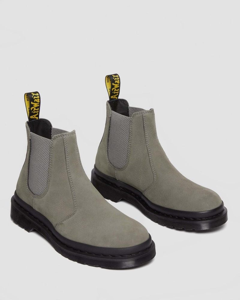 Dr Martin Martens 2976 Milled Nubuck Chelsea Boots (Milled Nubuck Wp) Boots Nickel Grey | CY69-I8RG