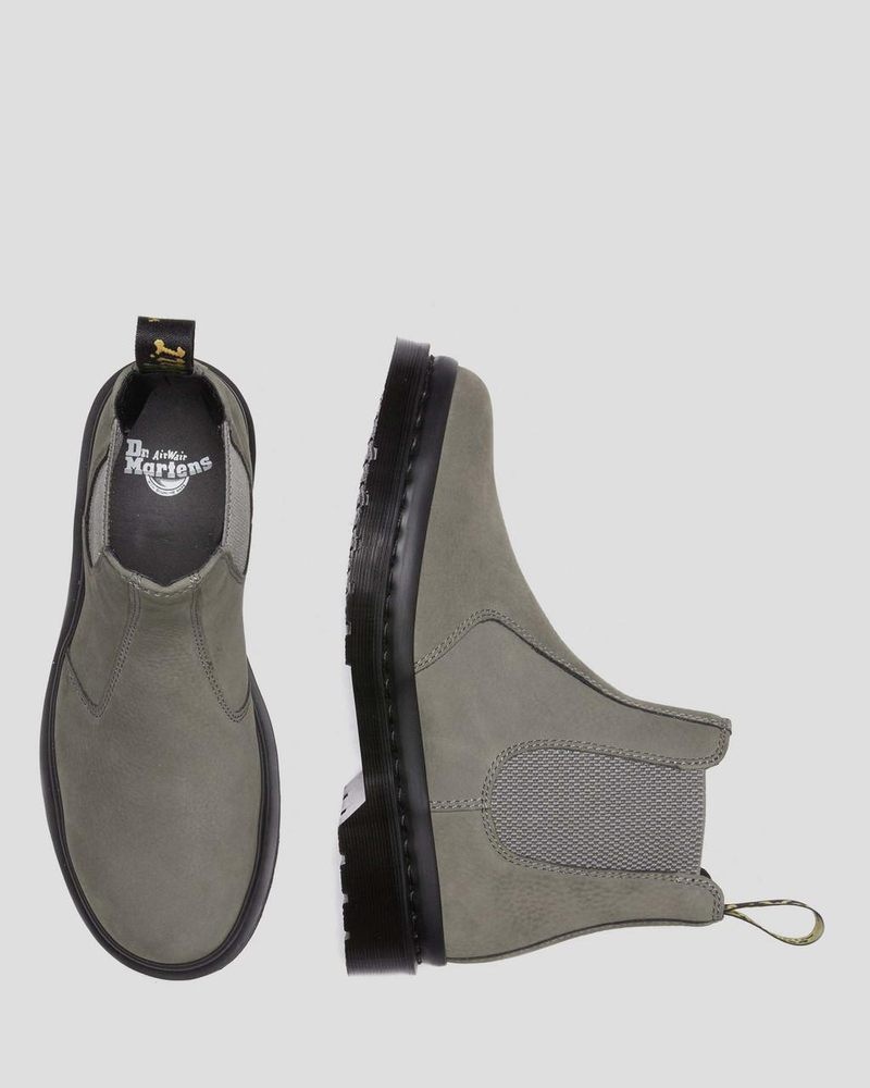 Dr Martin Martens 2976 Milled Nubuck Chelsea Boots (Milled Nubuck Wp) Boots Nickel Grey | CY69-I8RG