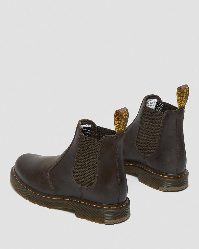 Dr Martin Martens 2976 Slip Resistant Leather Chelsea Boots (Crazy Horse) Boots Dark Brown | BE85-K9LY