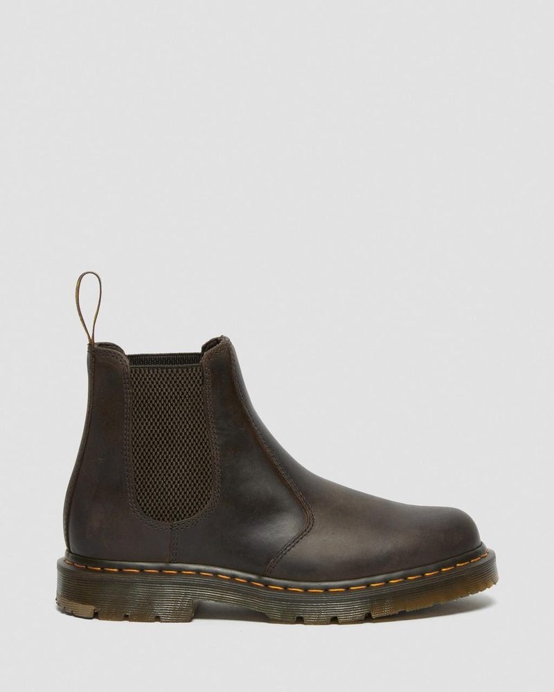 Dr Martin Martens 2976 Slip Resistant Leather Chelsea Boots (Crazy Horse) Boots Dark Brown | BE85-K9LY