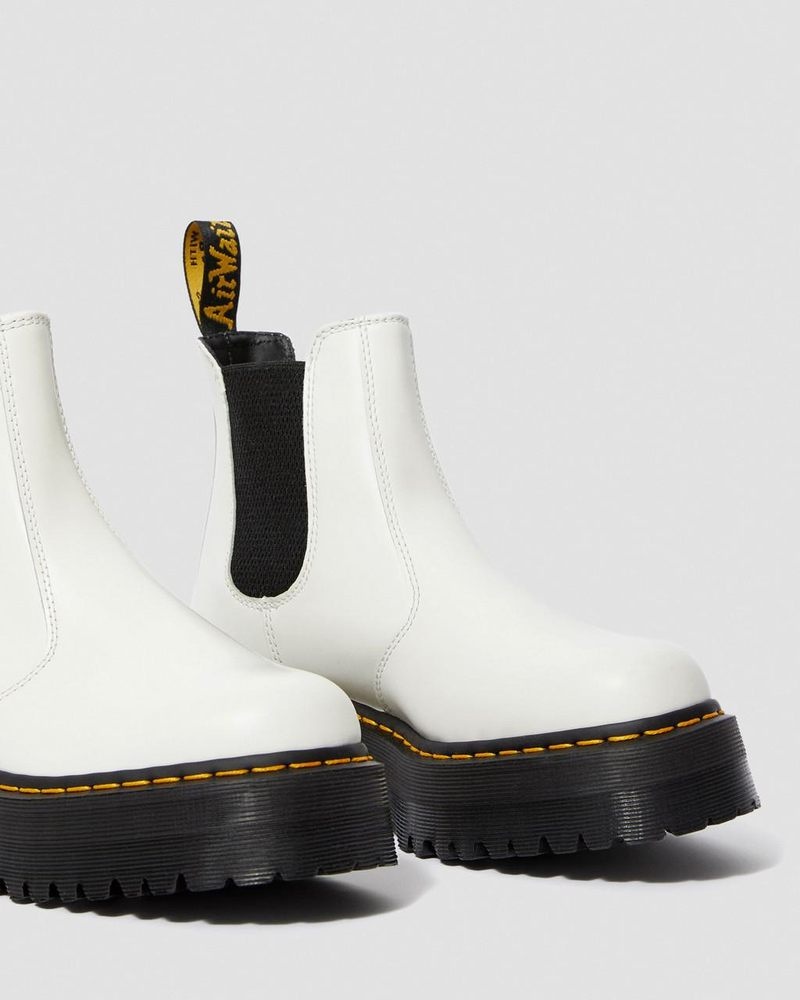 Dr Martin Martens 2976 Smooth Leather Platform Chelsea Boots (Smooth Leather) Platforms Boots White | RK74-C0RO