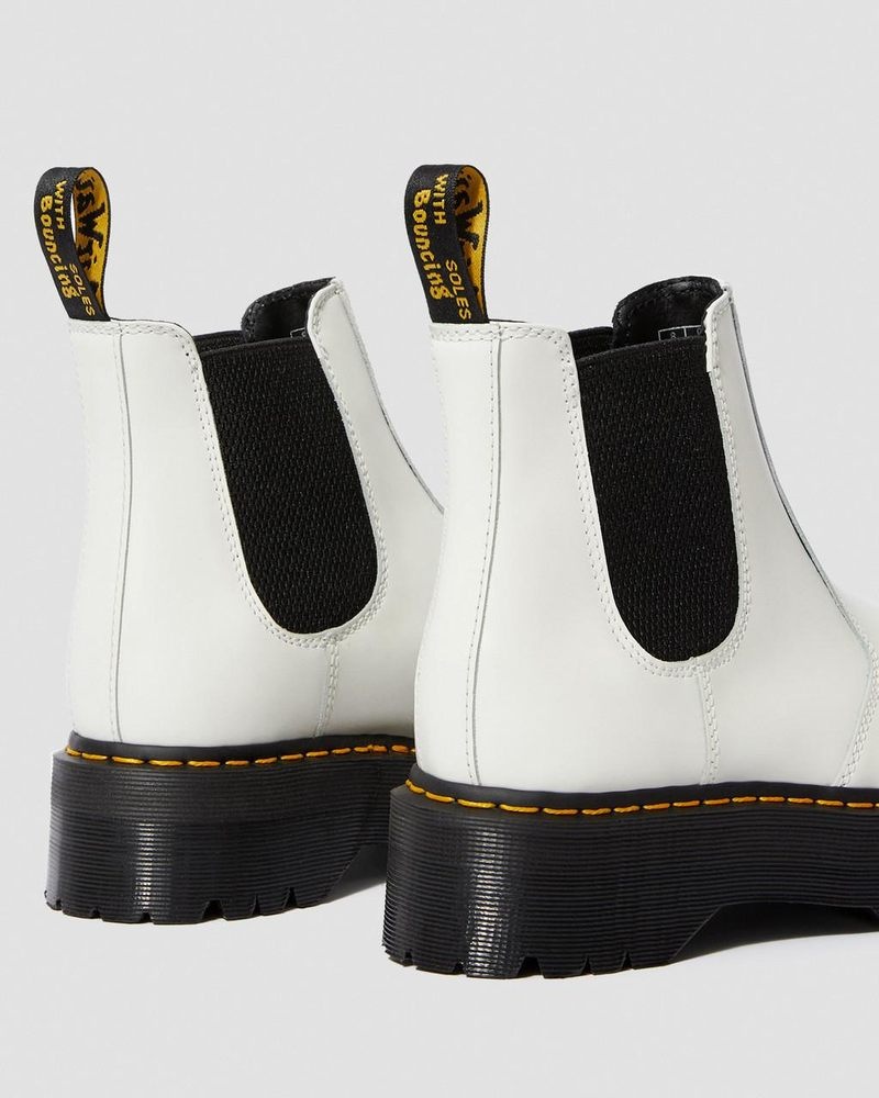 Dr Martin Martens 2976 Smooth Leather Platform Chelsea Boots (Smooth Leather) Platforms Boots White | RK74-C0RO