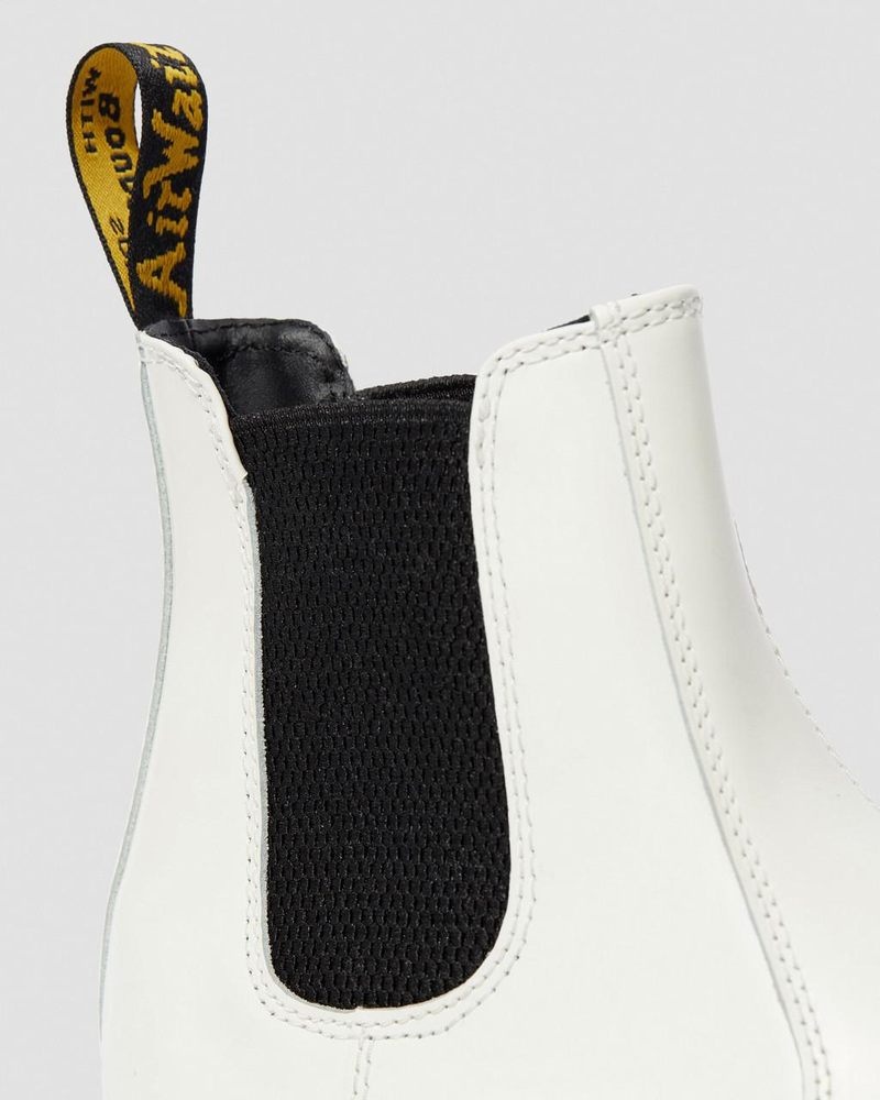 Dr Martin Martens 2976 Smooth Leather Platform Chelsea Boots (Smooth Leather) Platforms Boots White | RK74-C0RO