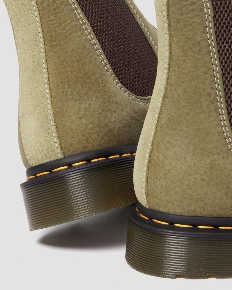 Dr Martin Martens 2976 Tumbled Nubuck Leather Chelsea Boots (Tumbled Nubuck) Boots Muted Olive | XH98-T9GE