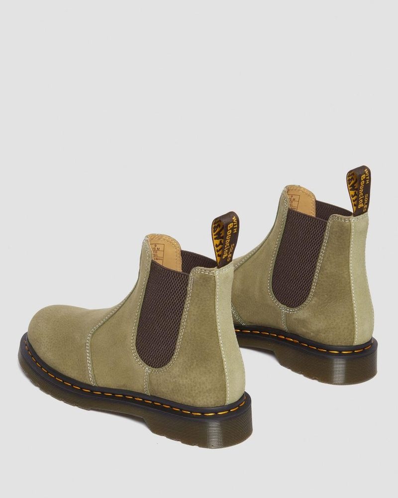 Dr Martin Martens 2976 Tumbled Nubuck Leather Chelsea Boots (Tumbled Nubuck) Boots Muted Olive | XH98-T9GE