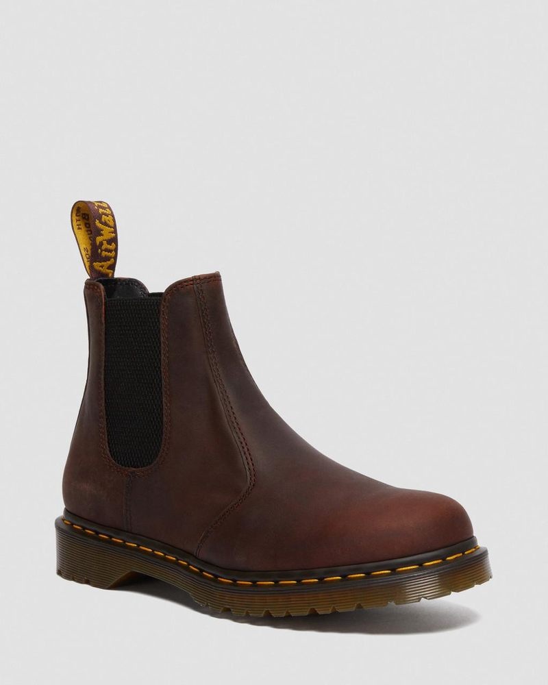 Dr Martin Martens 2976 Waxed Full Grain Leather Chelsea Boots (Waxed Full Grain) Boots Chestnut | ZQ44-X5TN