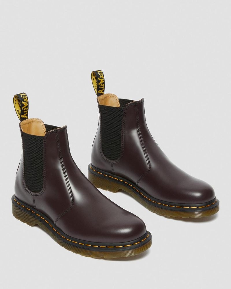 Dr Martin Martens 2976 Yellow Stitch Smooth Leather Chelsea Boots (Smooth Leather) Boots Burgundy | NM10-H6ZY