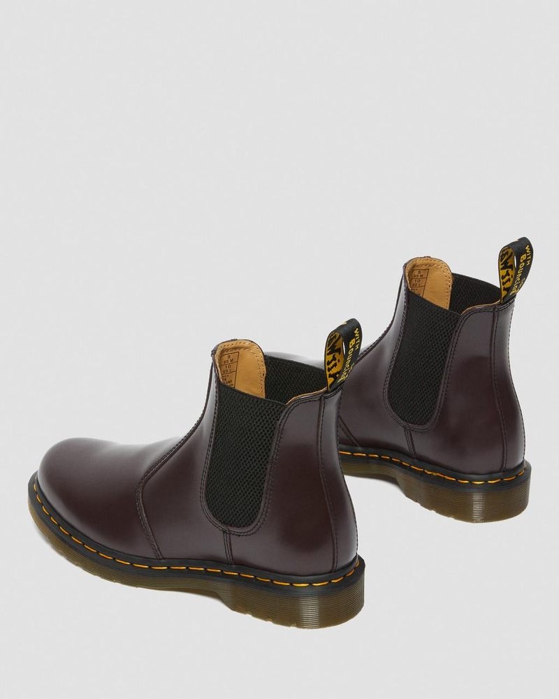 Dr Martin Martens 2976 Yellow Stitch Smooth Leather Chelsea Boots (Smooth Leather) Boots Burgundy | NM10-H6ZY