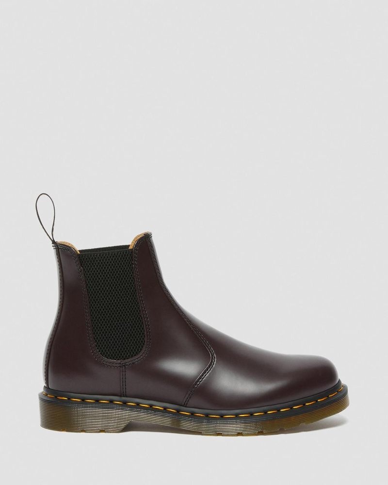 Dr Martin Martens 2976 Yellow Stitch Smooth Leather Chelsea Boots (Smooth Leather) Boots Burgundy | NM10-H6ZY