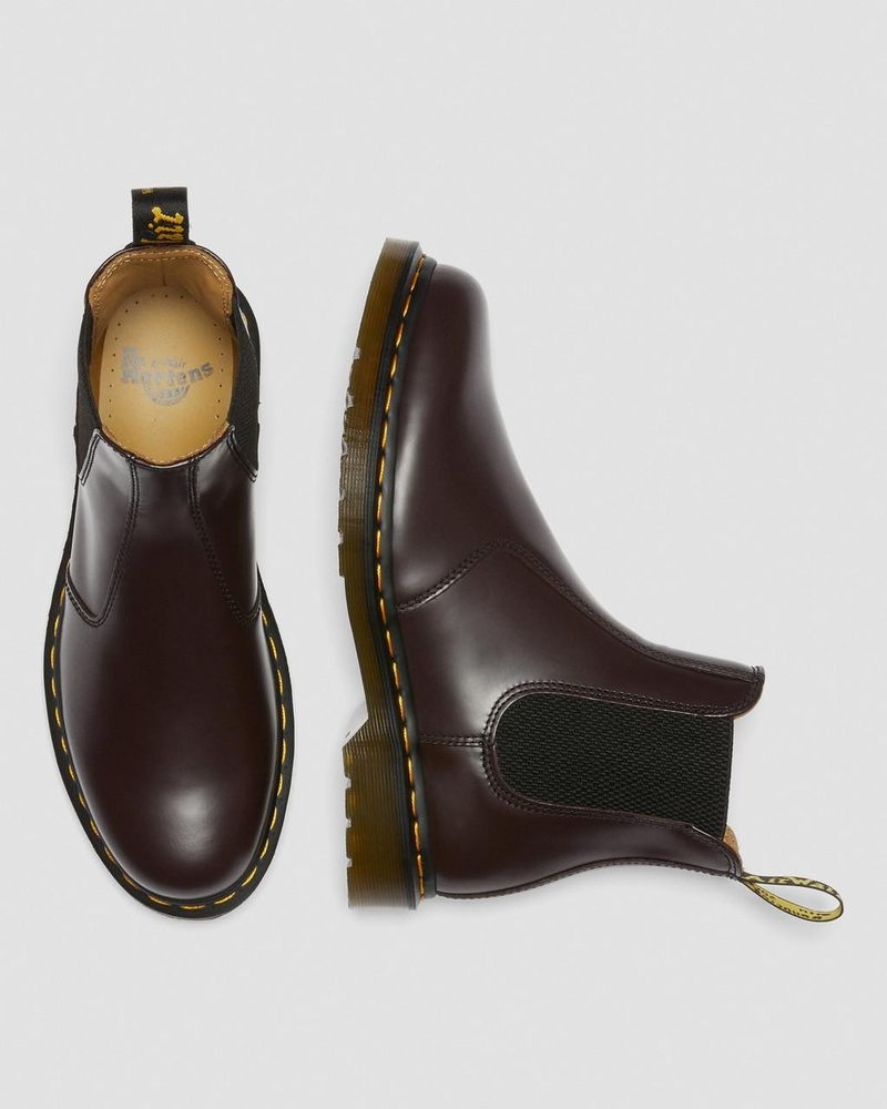 Dr Martin Martens 2976 Yellow Stitch Smooth Leather Chelsea Boots (Smooth Leather) Boots Burgundy | NM10-H6ZY