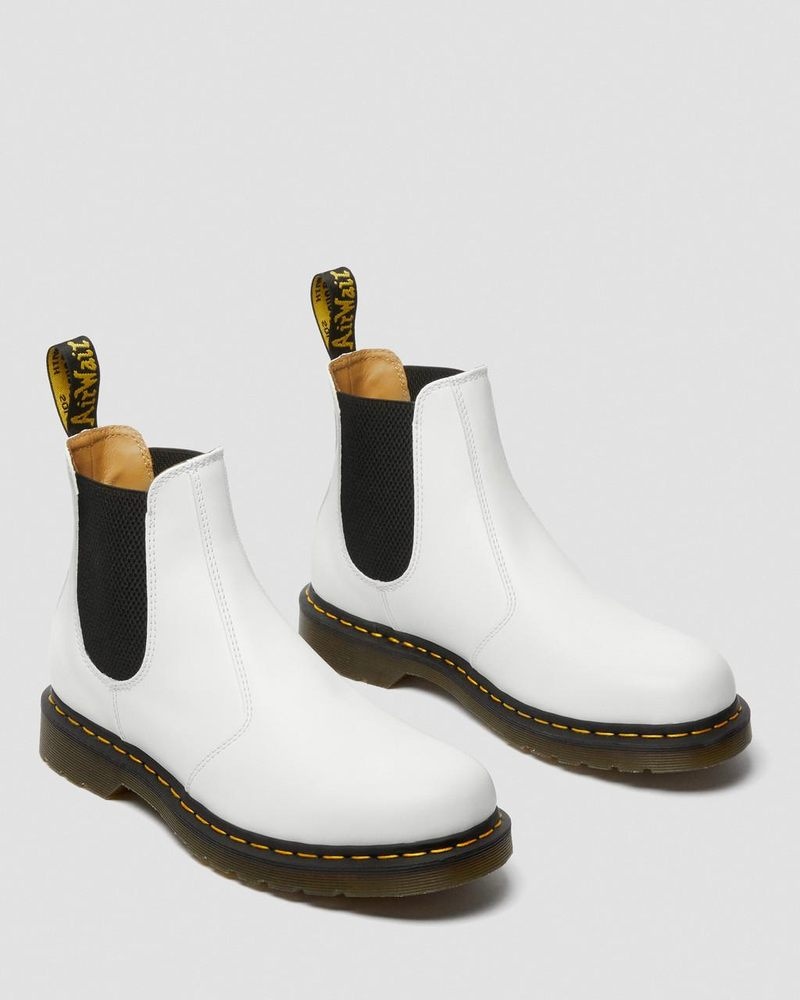 Dr Martin Martens 2976 Yellow Stitch Smooth Leather Chelsea Boots (Smooth Leather) Boots White | FX36-N3RP