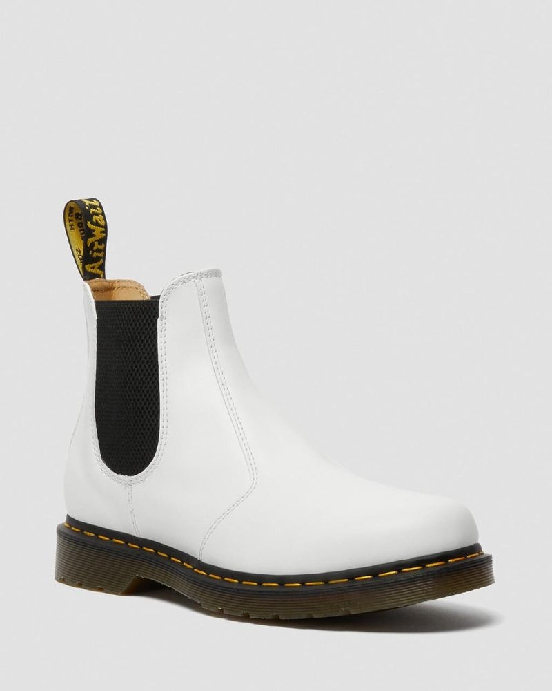 Dr Martin Martens 2976 Yellow Stitch Smooth Leather Chelsea Boots (Smooth Leather) Boots White | FX36-N3RP