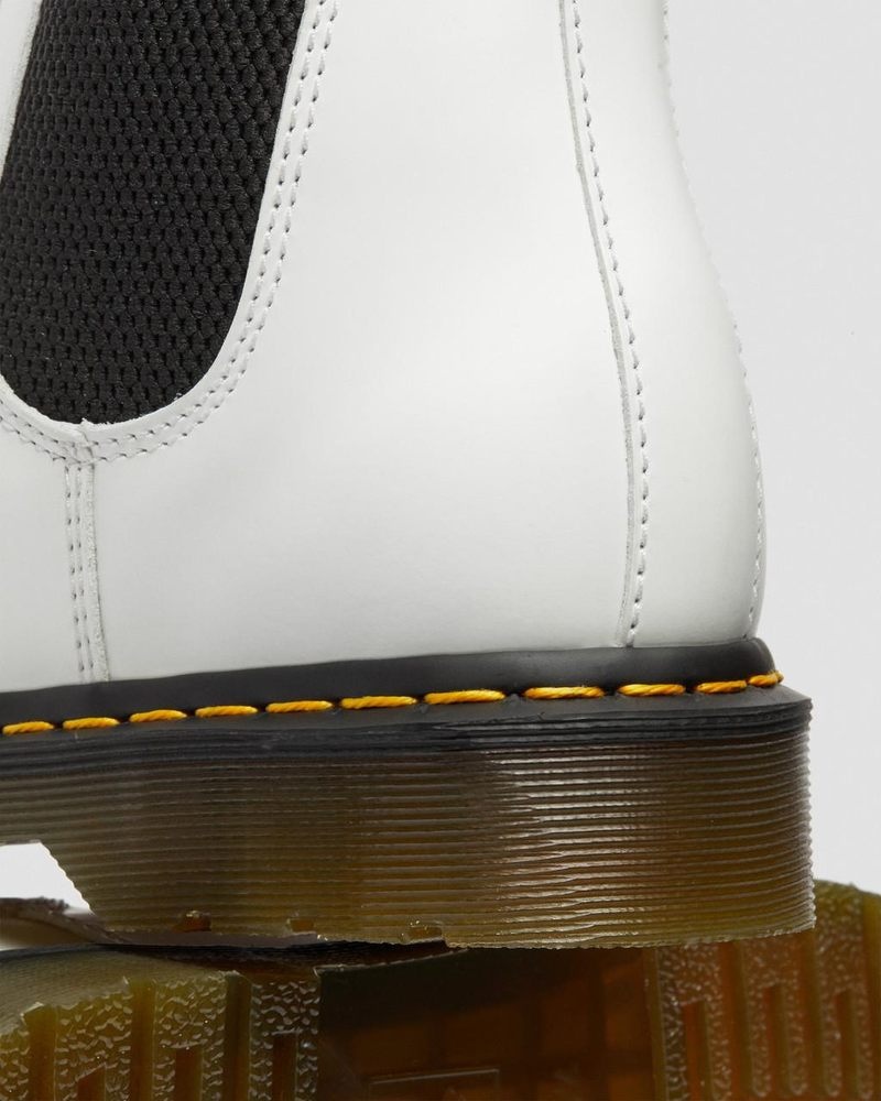 Dr Martin Martens 2976 Yellow Stitch Smooth Leather Chelsea Boots (Smooth Leather) Boots White | NV85-S1GX