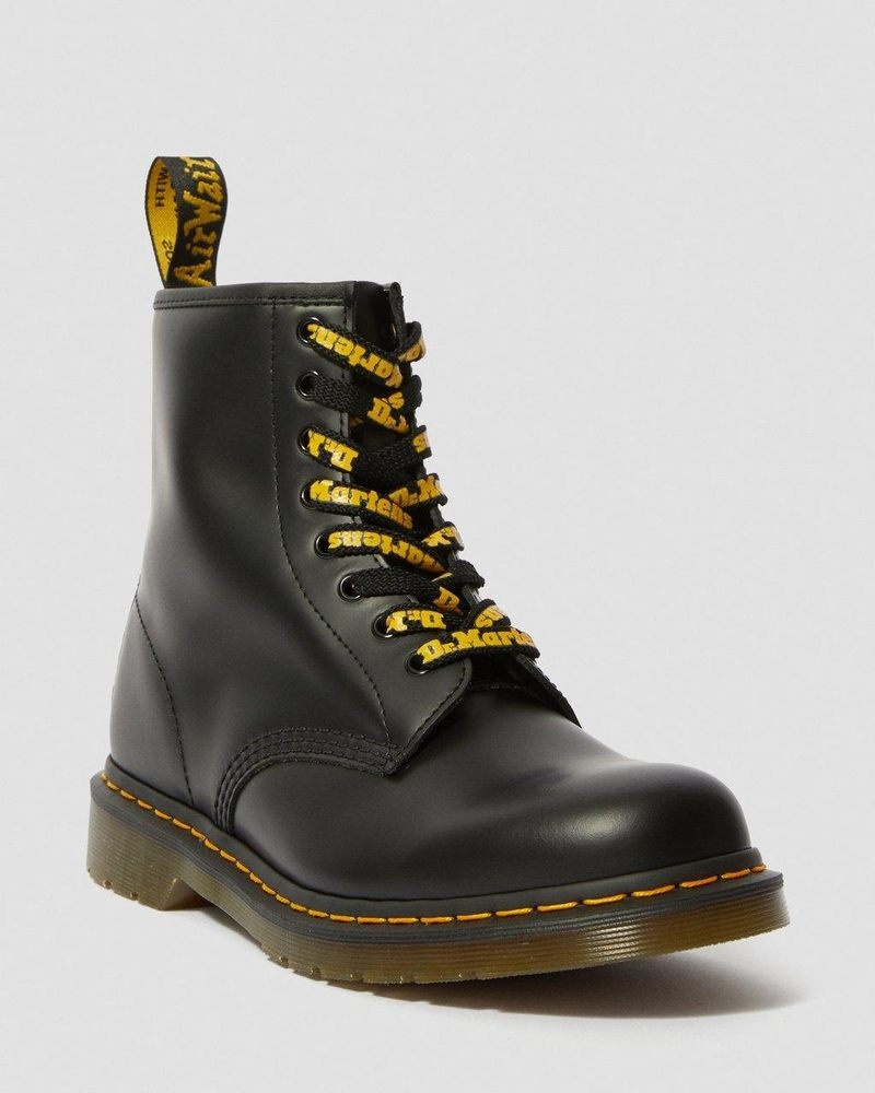 Dr Martin Martens 55 Inch Flat Shoe Laces (8-10 Eye) (Tetoron) Shoe Laces Black+Yellow | IX64-B3LM