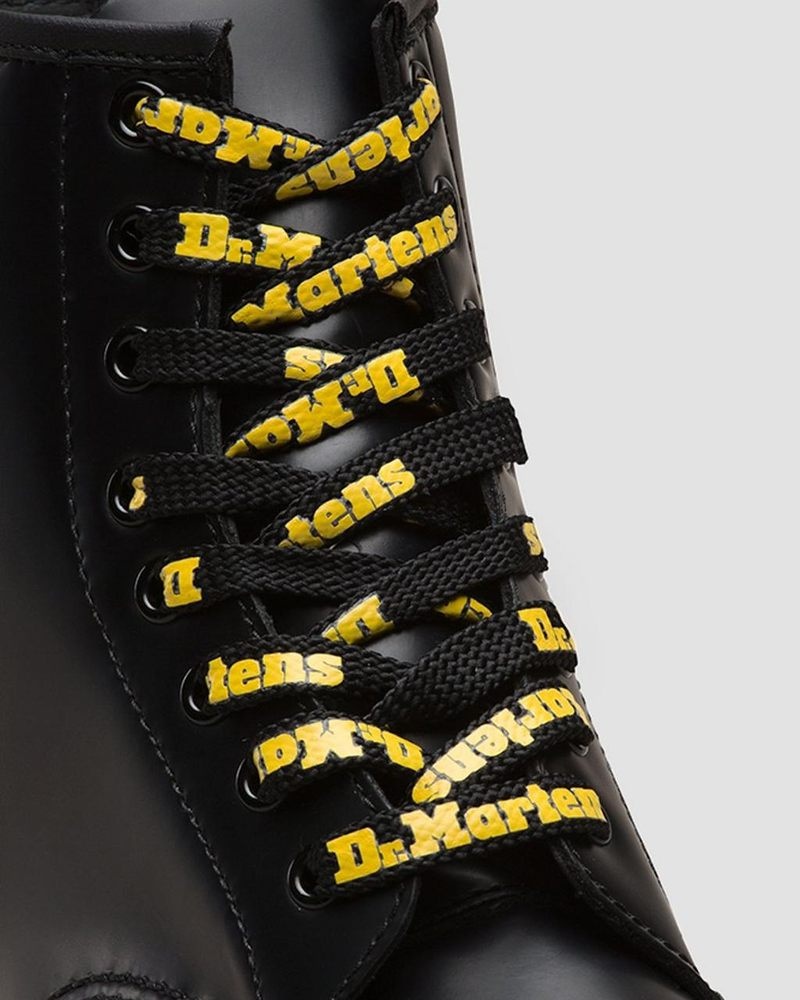 Dr Martin Martens 55 Inch Flat Shoe Laces (8-10 Eye) (Tetoron) Shoe Laces Black+Yellow | IX64-B3LM