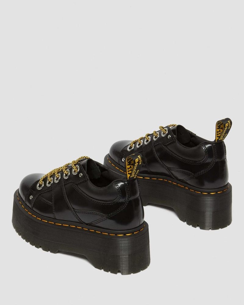 Dr Martin Martens 5-Eye Max Buttero Leather Platform Shoes (Buttero) Platforms Black | VL35-I0QW