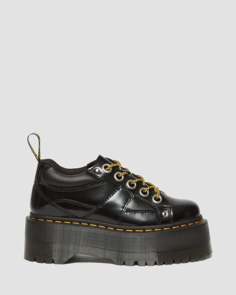 Dr Martin Martens 5-Eye Max Buttero Leather Platform Shoes (Buttero) Platforms Black | VL35-I0QW