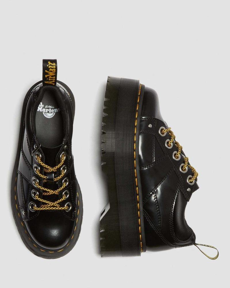 Dr Martin Martens 5-Eye Max Buttero Leather Platform Shoes (Buttero) Platforms Black | VL35-I0QW