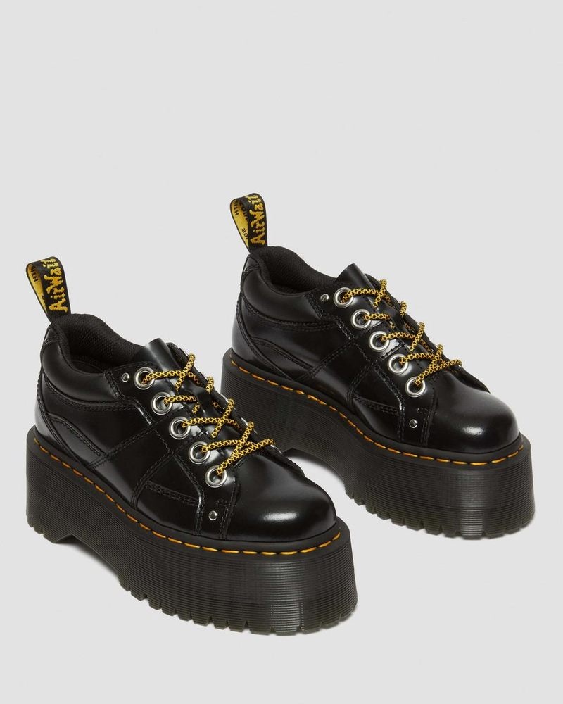 Dr Martin Martens 5-Eye Max Buttero Leather Platform Shoes (Buttero) Platforms Black | XO69-P8KY