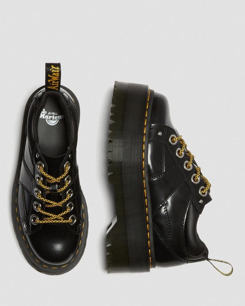 Dr Martin Martens 5-Eye Max Buttero Leather Platform Shoes (Buttero) Platforms Black | XO69-P8KY