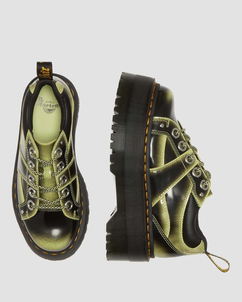 Dr Martin Martens 5-Eye Max Distressed Leather Platform Shoes (Arcadia) Platforms Shoes Lime Green | QM21-P2XD