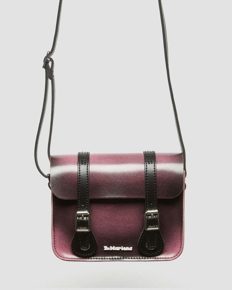 Dr Martin Martens 7 Inch Distressed Leather Crossbody Bag (Two Tone Rub Off+Kiev) Bags & Backpacks Black+Fondant Pink | AY35-H0WF