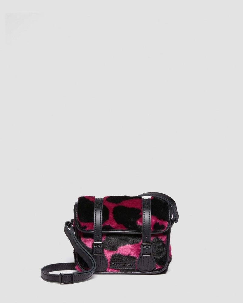 Dr Martin Martens 7 Inch Faux Fur Cow Print Crossbody Bag (Cow Print + Kiev) Bags & Backpacks THRIFT PINK+BLACK | YG63-F9FU