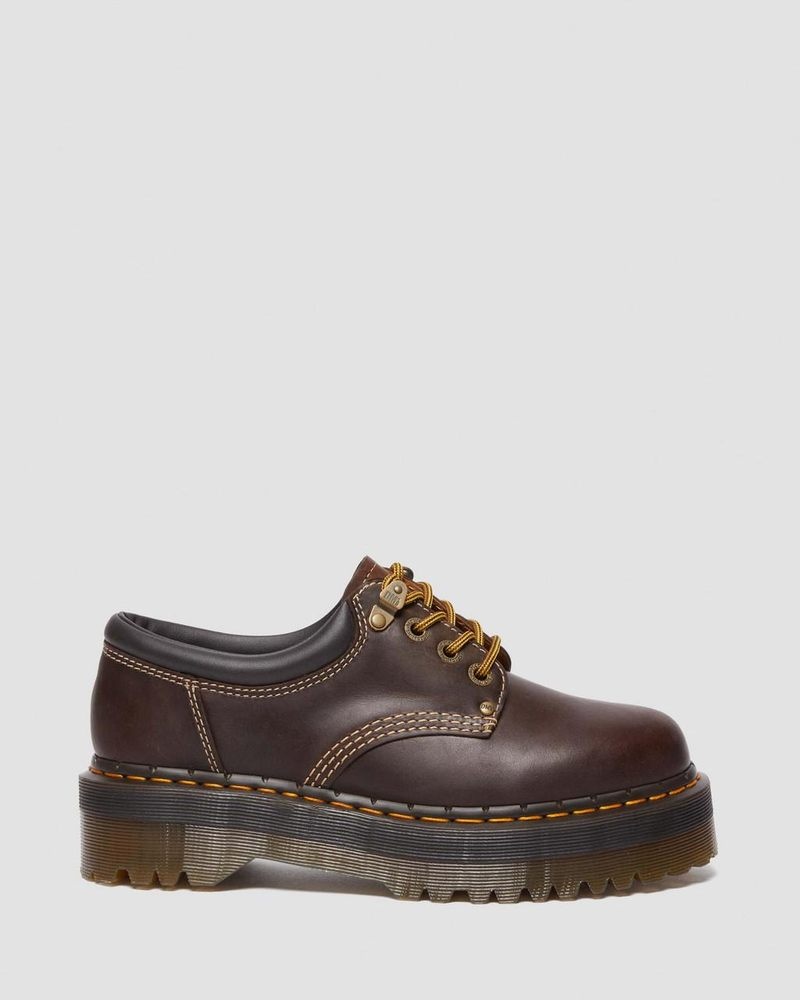 Dr Martin Martens 8053 Arc Crazy Horse Leather Platform Casual Shoes (Crazy Horse) Platforms Shoes Dark Brown | PV43-N2PG