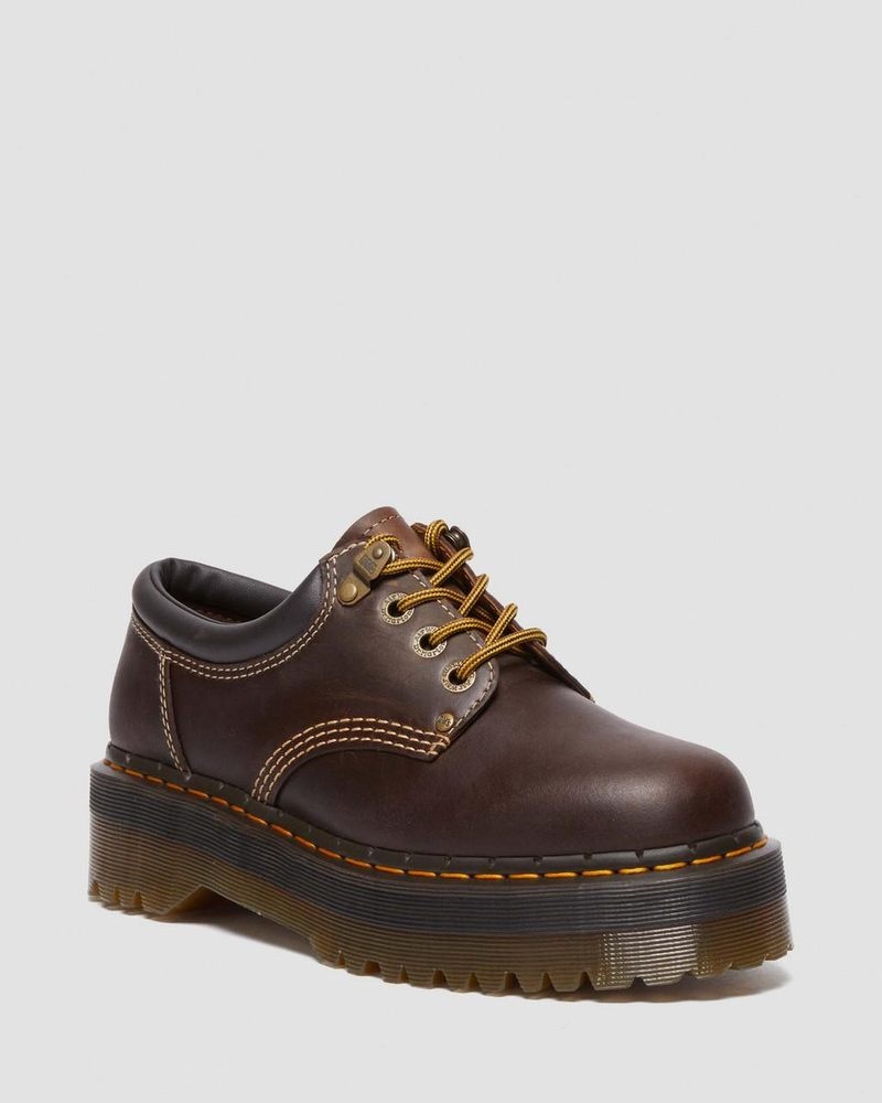 Dr Martin Martens 8053 Arc Crazy Horse Leather Platform Casual Shoes (Crazy Horse) Platforms Shoes Dark Brown | PV43-N2PG