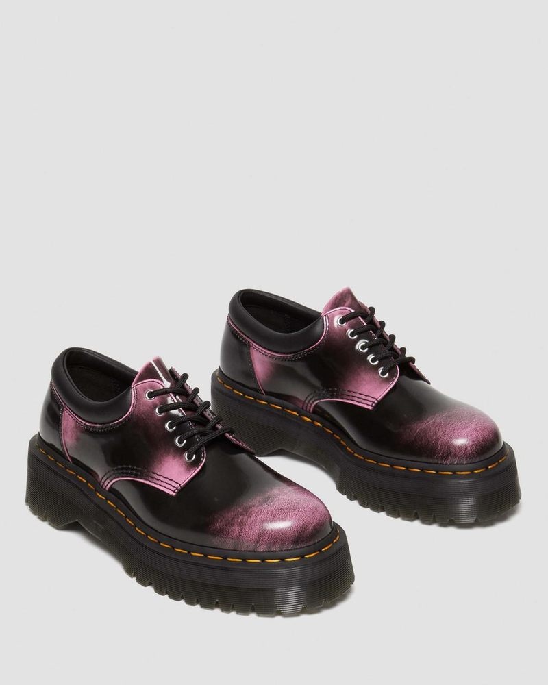 Dr Martin Martens 8053 Distressed Leather Platform Casual Shoes (Arcadia) Shoes Black / Pink | NI89-Y5CL