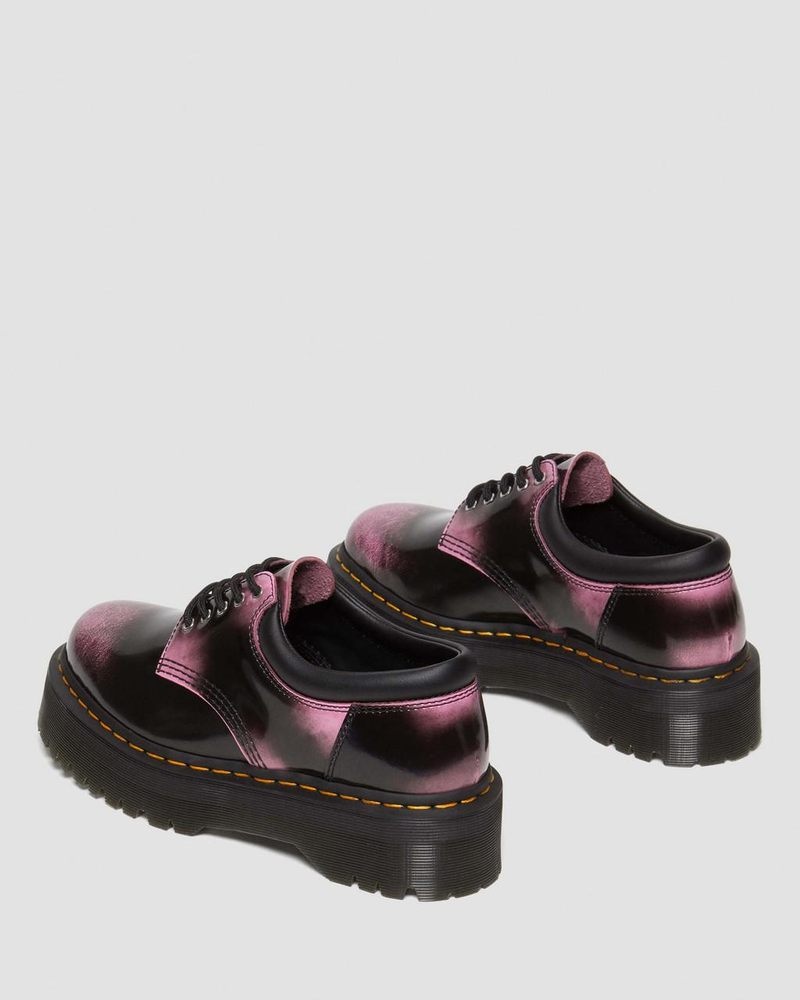 Dr Martin Martens 8053 Distressed Leather Platform Casual Shoes (Arcadia) Shoes Black / Pink | NI89-Y5CL