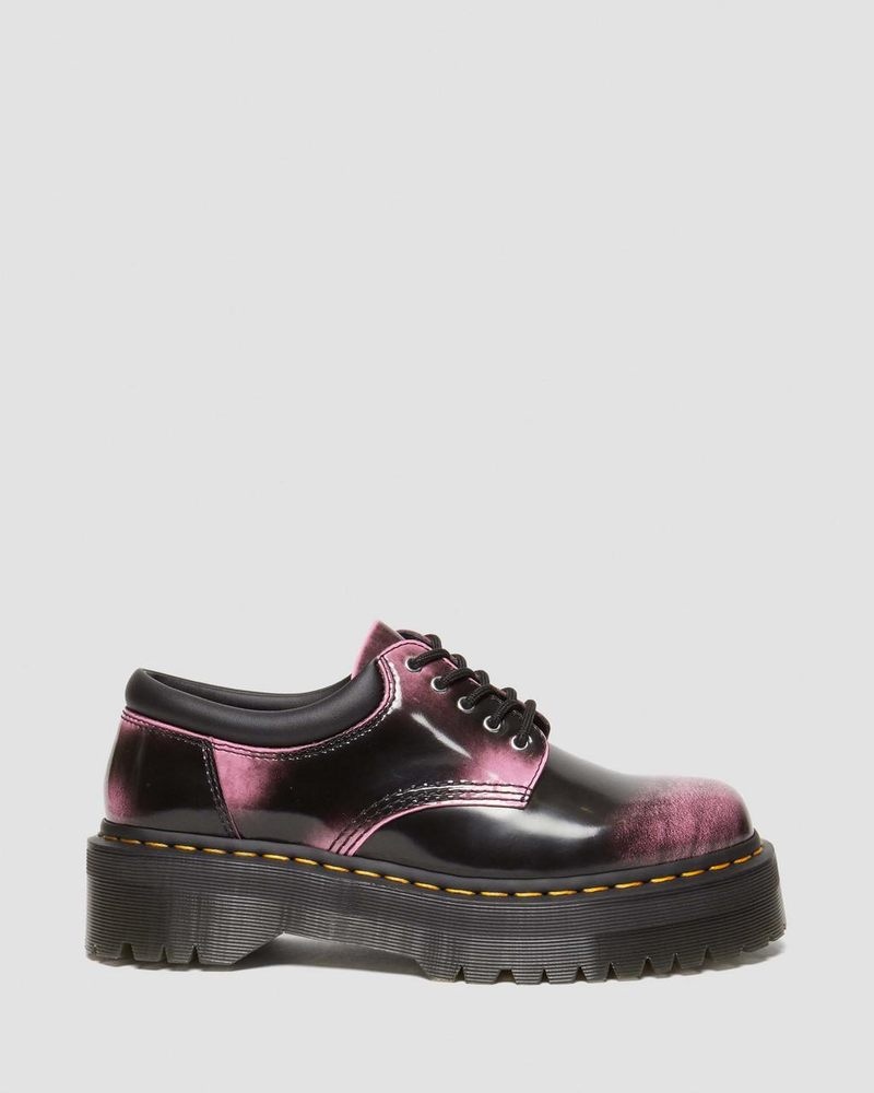 Dr Martin Martens 8053 Distressed Leather Platform Casual Shoes (Arcadia) Shoes Black / Pink | NI89-Y5CL