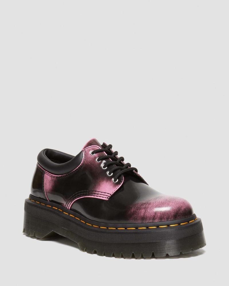 Dr Martin Martens 8053 Distressed Leather Platform Casual Shoes (Arcadia) Shoes Black / Pink | NI89-Y5CL