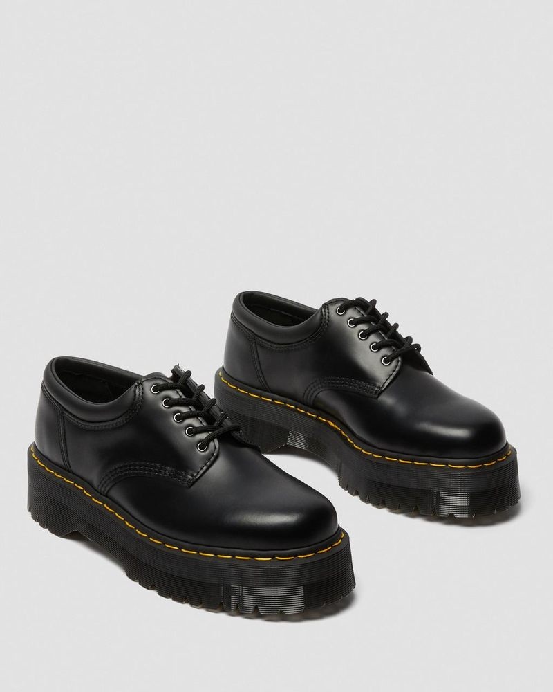 Dr Martin Martens 8053 Leather Platform Casual Shoes (Polished Smooth) Platforms Shoes Black | SY32-K2WC