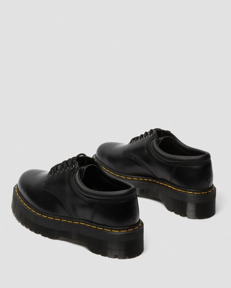 Dr Martin Martens 8053 Leather Platform Casual Shoes (Polished Smooth) Platforms Shoes Black | SY32-K2WC