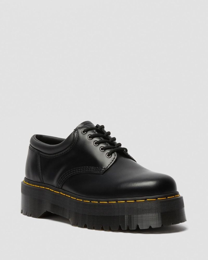 Dr Martin Martens 8053 Leather Platform Casual Shoes (Polished Smooth) Platforms Shoes Black | SY32-K2WC