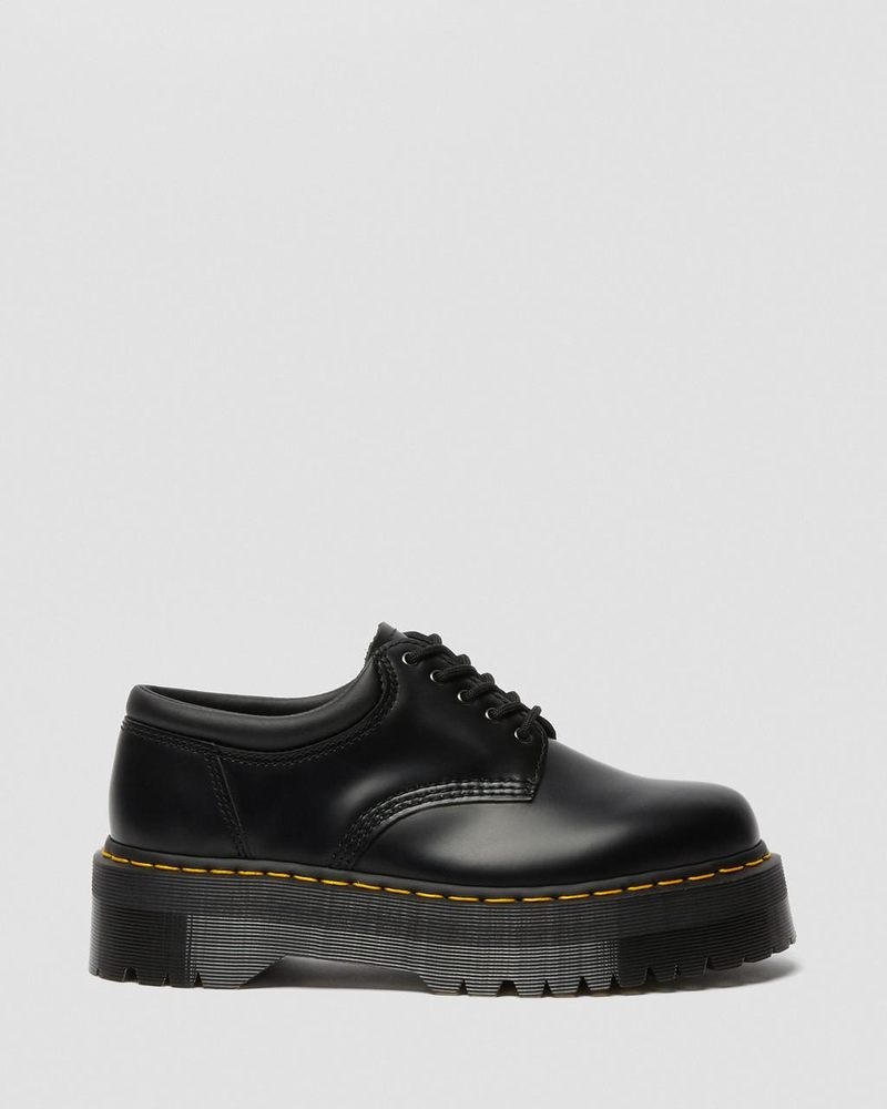 Dr Martin Martens 8053 Leather Platform Casual Shoes (Polished Smooth) Platforms Black | ZJ12-S2ON