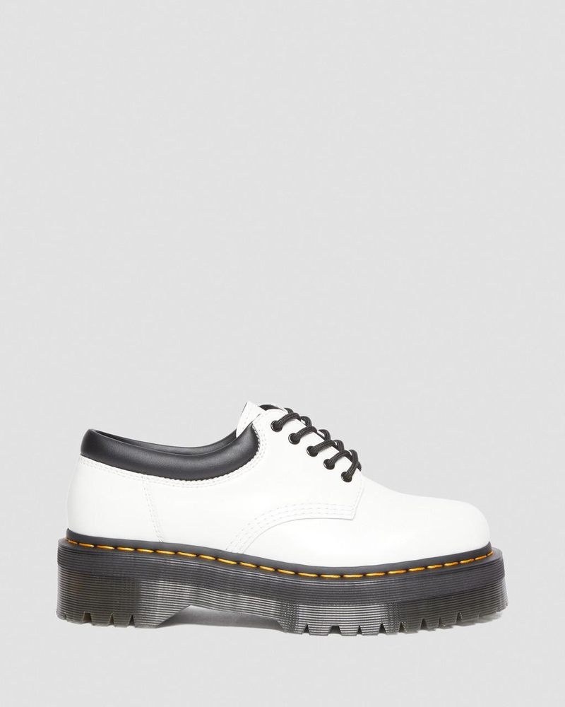 Dr Martin Martens 8053 Leather Platform Casual Shoes (Polished Smooth) Platforms Shoes White | MO66-M4NB