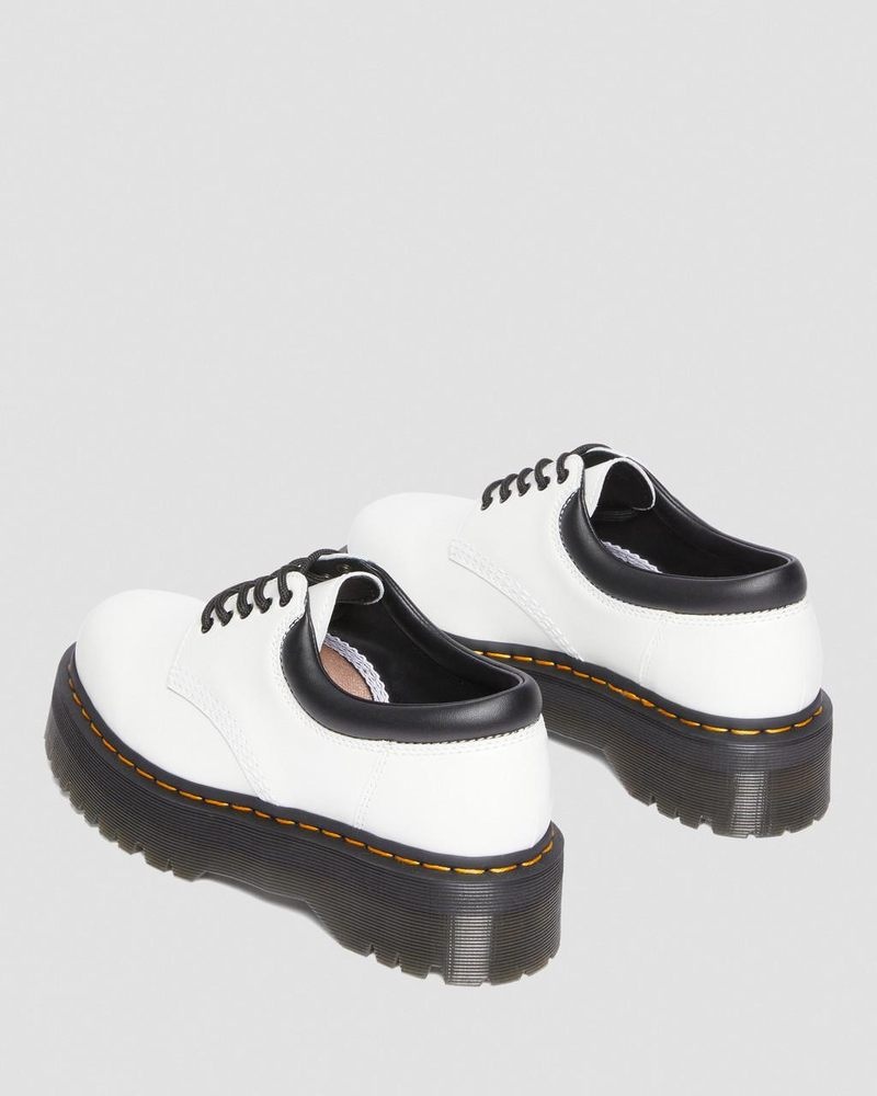 Dr Martin Martens 8053 Leather Platform Casual Shoes (Polished Smooth) Platforms White | GS46-J0XG