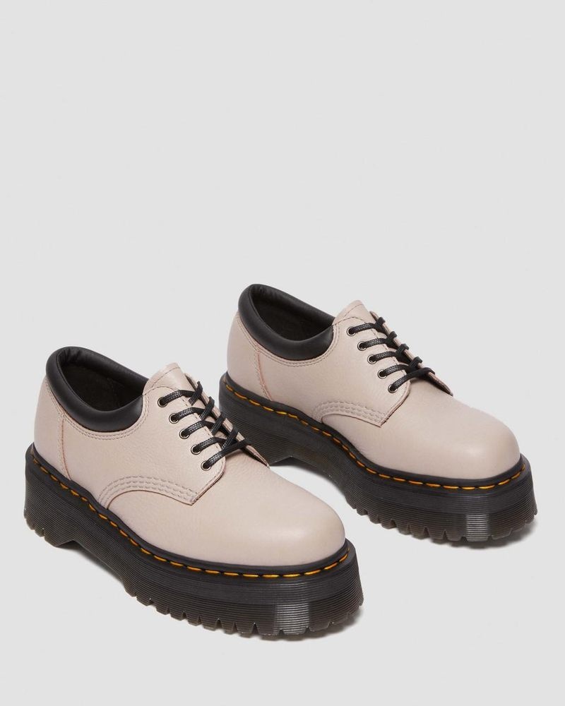 Dr Martin Martens 8053 Pisa Leather Platform Casual Shoes (Pisa) Platforms Vintage Taupe | YN56-U6KA