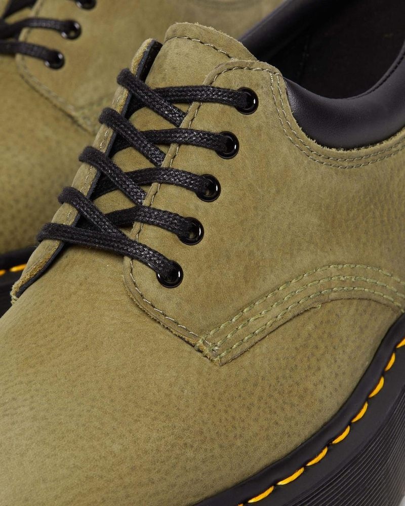 Dr Martin Martens 8053 Tumbled Nubuck Leather Platform Casual Shoes (Titan) Platforms Shoes Muted Olive | NE30-G4LA