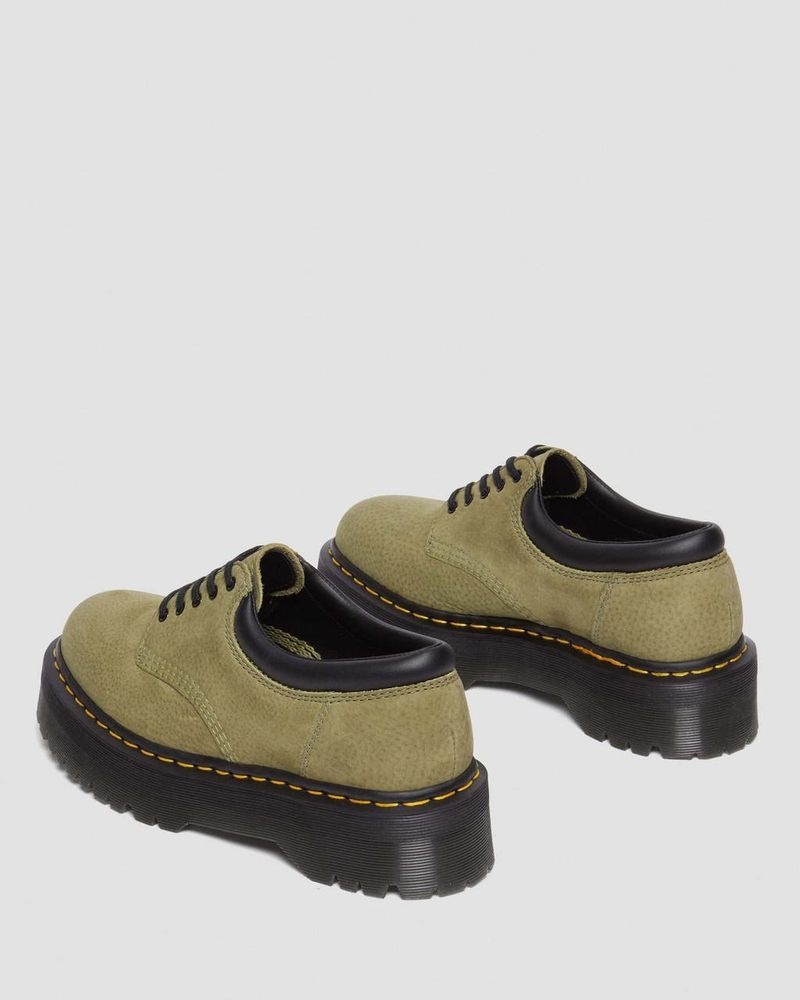 Dr Martin Martens 8053 Tumbled Nubuck Leather Platform Casual Shoes (Titan) Platforms Shoes Muted Olive | NE30-G4LA