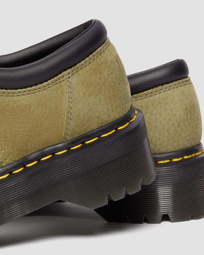 Dr Martin Martens 8053 Tumbled Nubuck Leather Platform Casual Shoes (Titan) Platforms Shoes Muted Olive | NE30-G4LA