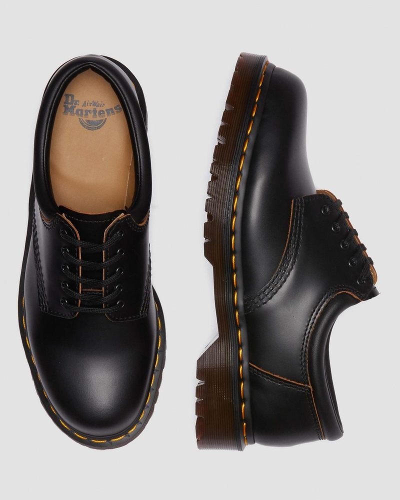 Dr Martin Martens 8053 Vintage Smooth Leather Oxford Shoes (Vintage Smooth) Shoes Black | ZA55-P1QY