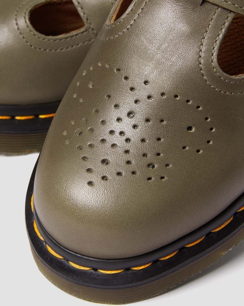 Dr Martin Martens 8065 Carrara Leather Mary Jane Shoes (Carrara) Shoes Olive | ML50-I7VA