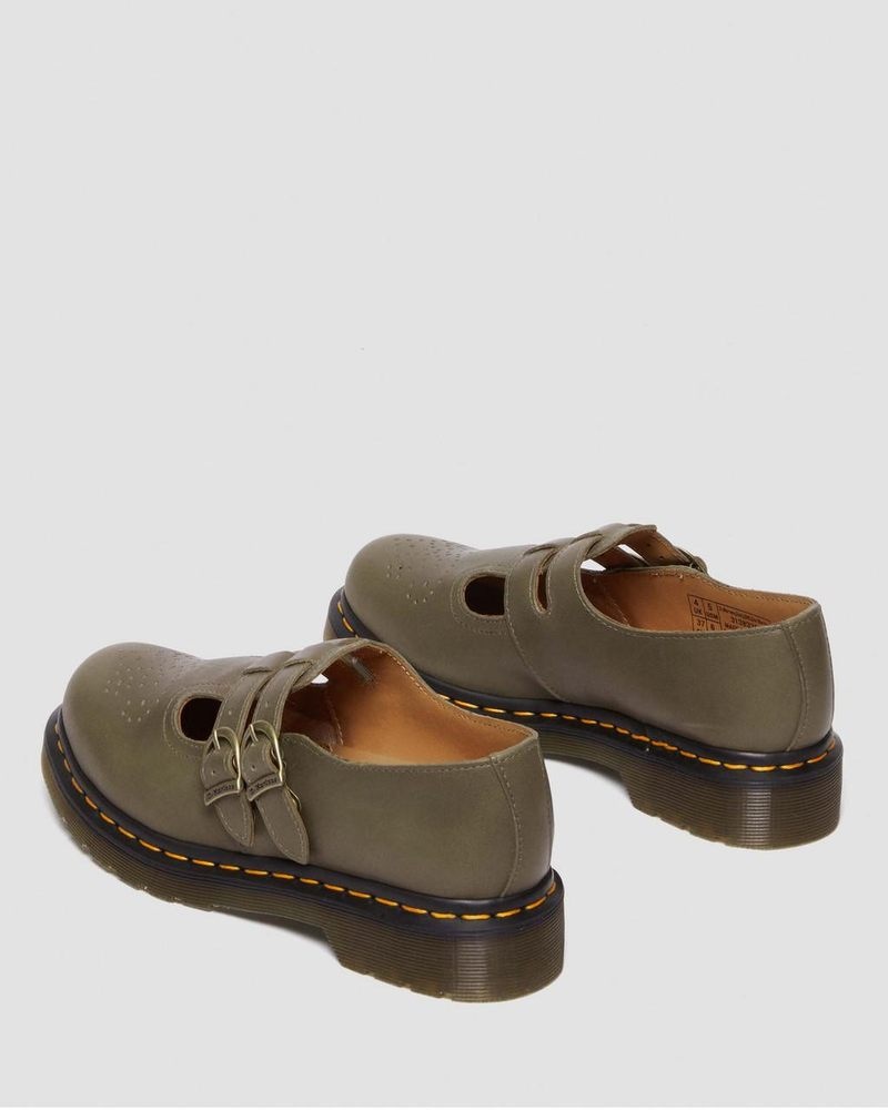 Dr Martin Martens 8065 Carrara Leather Mary Jane Shoes (Carrara) Shoes Olive | ML50-I7VA