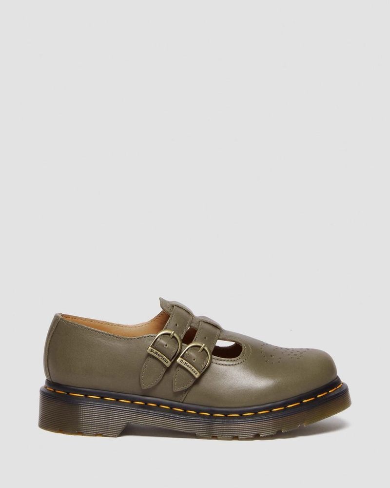 Dr Martin Martens 8065 Carrara Leather Mary Jane Shoes (Carrara) Shoes Olive | ML50-I7VA