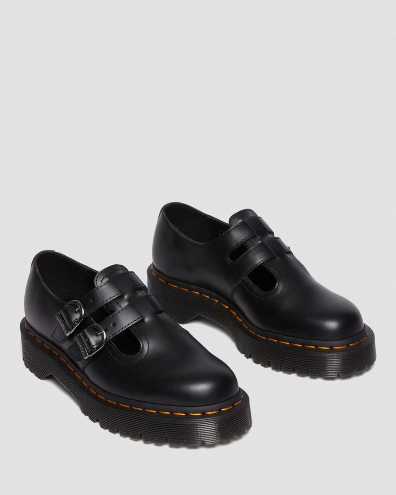 Dr Martin Martens 8065 II Bex Smooth Leather Platform Mary Jane Shoes (Smooth Leather) Platforms Shoes Black | UC12-L0MO